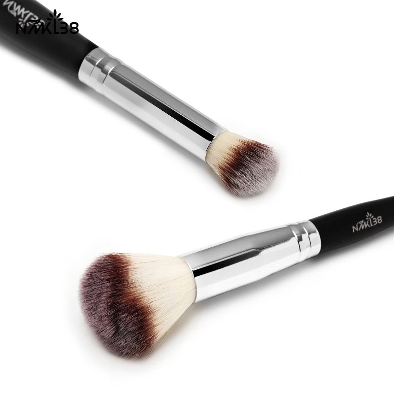 NMKL38 Double Ended Complexion Brush Face Concealer Powder Makeup Brush, Blending Liquid Foundation, Cream Cosmetics - Black Handle, Vegan Brush, Cruelty Free - Image 2